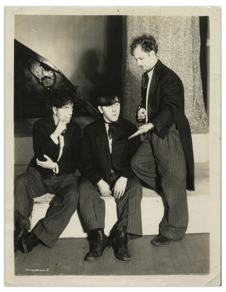 8 x 10 Glossy Photo of Moe, Larry & Shemp as The Three Racketeers, From the 1931 Stage Performance of Masquerade -- Very Good Condition